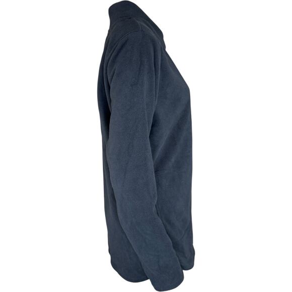 Denim & Co. Regular Fleece Crossover Neck Long Slv Tunic w/ Dolphin Hem Black S - Picture 10 of 13